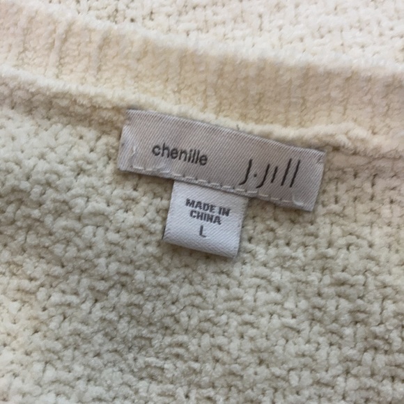 J.Jill Ivory Chenille Cable Knit Sweater Top Large - Picture 7 of 9